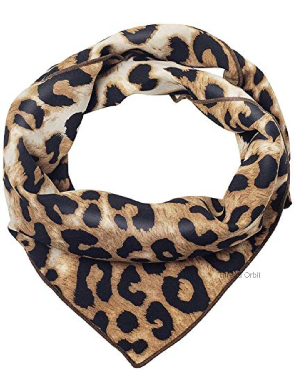 Silk Satin Leopard Print Square Scarf Neckerchief Bandana 23.6in